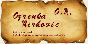 Ozrenka Mirković vizit kartica